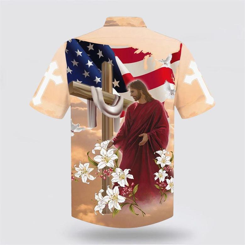 Christian Hawaiian Shirt, Cross With Lilies Jesus Is My Savior Hawaiian Shirt