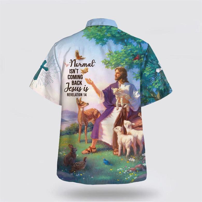 Christian Hawaiian Shirt, Jesus And The Lambs Normal Isn't Coming Back Hawaiian Shirt