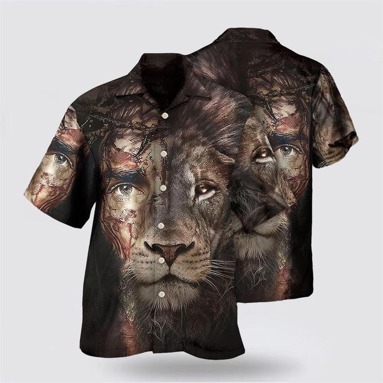 Christian Hawaiian Shirt, Jesus And Lion Hawaiian Shirts, Christian Aloha Shirt