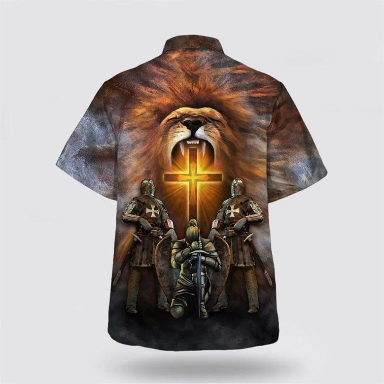 Christian Hawaiian Shirt, Jesus Is My Savior A Child Of God A Man Of Faith A Warrior Of Christ Lion Cross Hawaiian Shirt