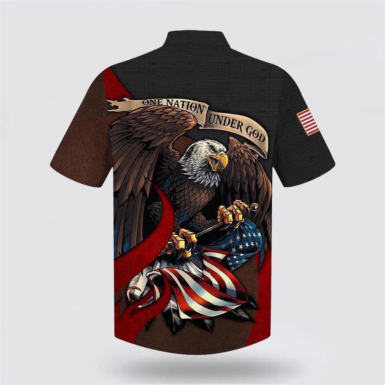 Christian Hawaiian Shirt, American Bald Eagle Flag Usa One Nation Under God Hawaiian Shirts