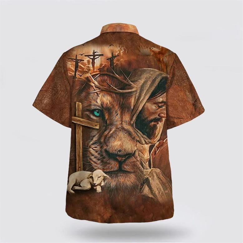 Christian Hawaiian Shirt, Jesus Lion Cross And The Lamb Hawaiian Shirts