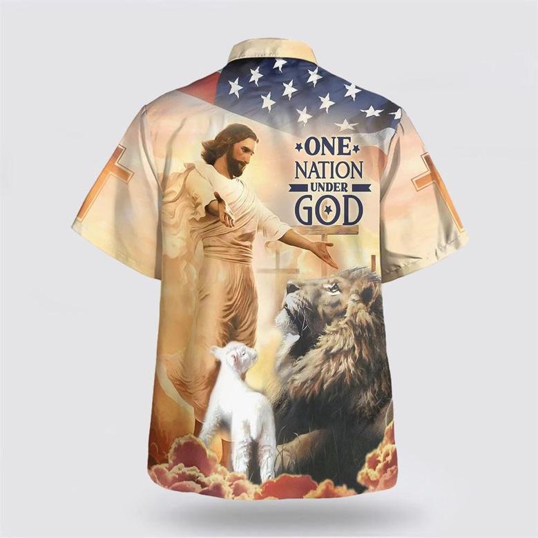 Christian Hawaiian Shirt, Jesus Open Arms One Nation Under God Hawaiian Shirts