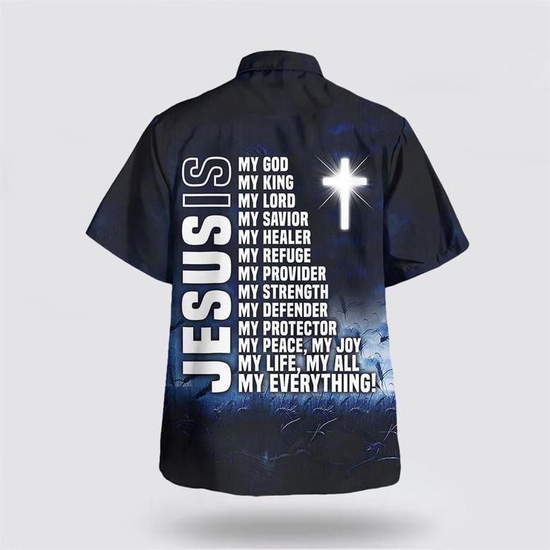 Christian Hawaiian Shirt, Jesus Lion Jesus Is My God My King My Lord Hawaiian Shirt