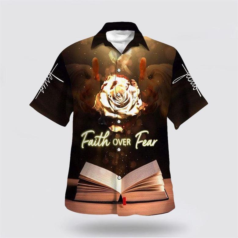 Christian Hawaiian Shirt, Bible Verse Jesus Faith Over Fear Religion Hawaiian Shirt