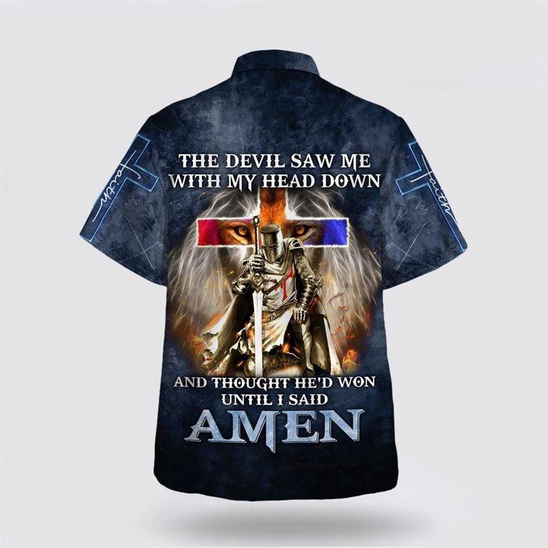 Christian Hawaiian Shirt, Knight Templar The Devil Saw Me With My Head Down Lion Hawaiian Shirt