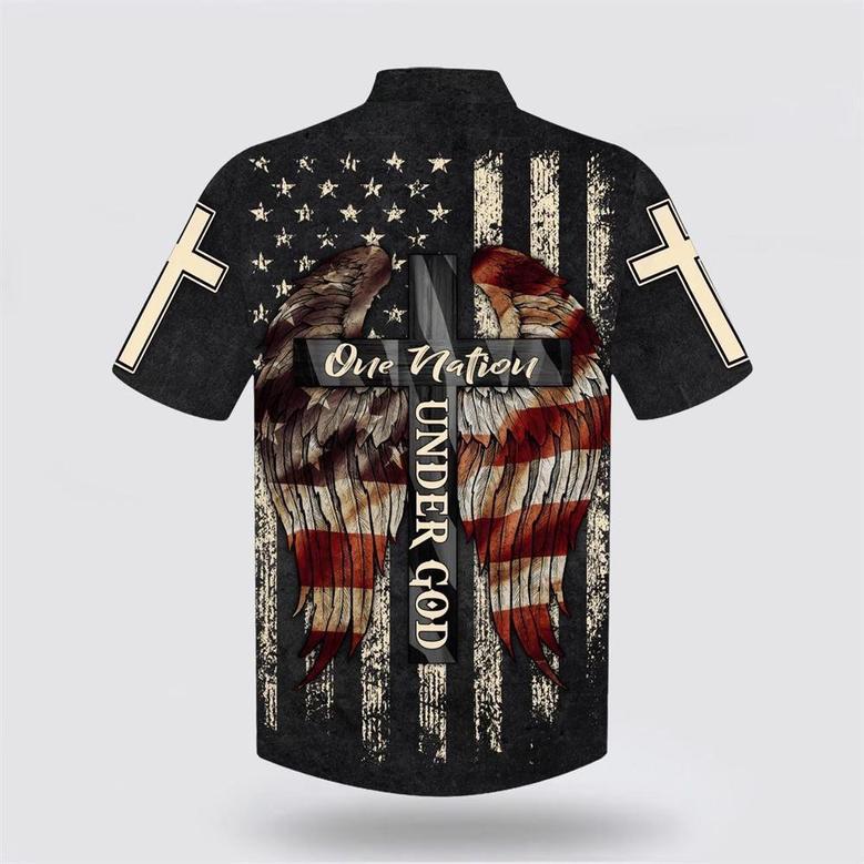 Christian Hawaiian Shirt, Christ Cross Wings One Nation Under God Hawaiian Shirts