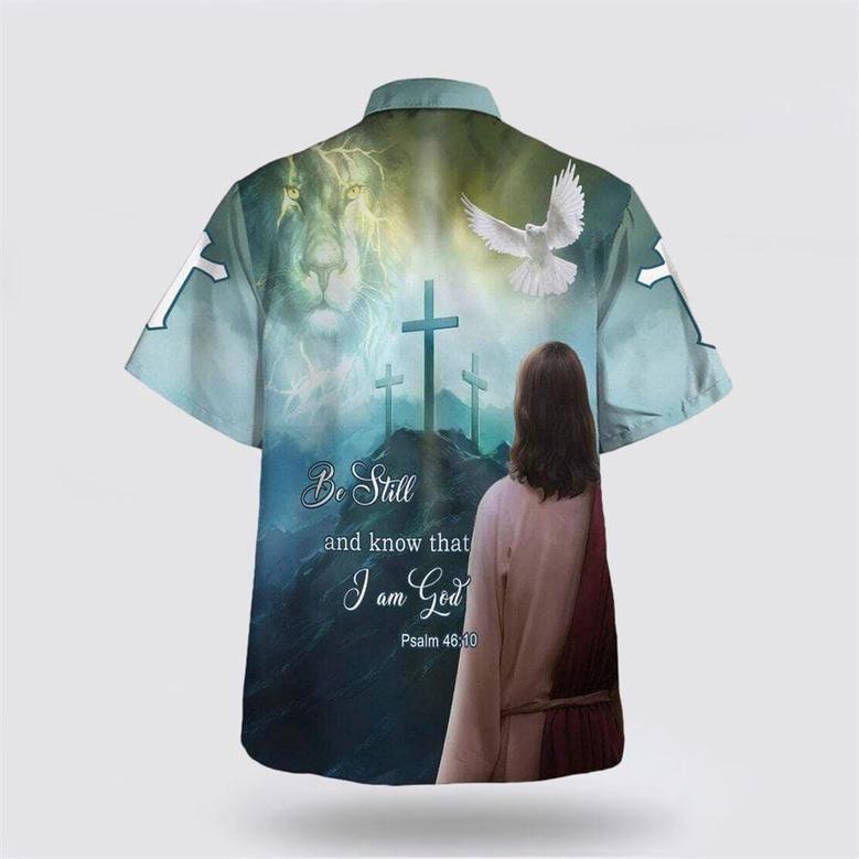 Christian Hawaiian Shirt, Psalm 4610 Be Still And Know That I Am God Jesus Lion And Dove Christian Hawaiian Shirt