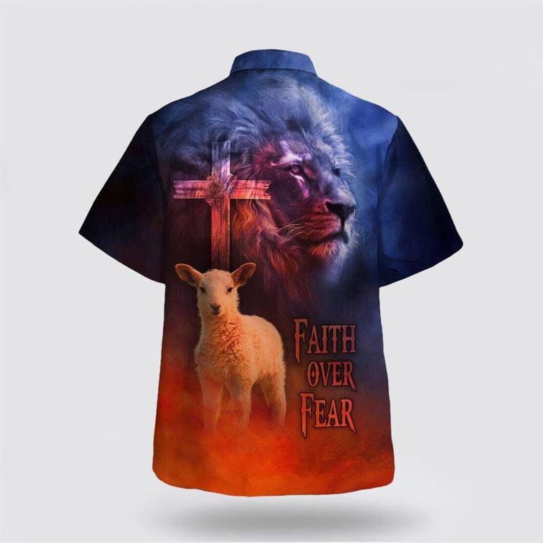 Christian Hawaiian Shirt, Bible Verse Faith Over Fear Sheep Religion Hawaiian Shirt