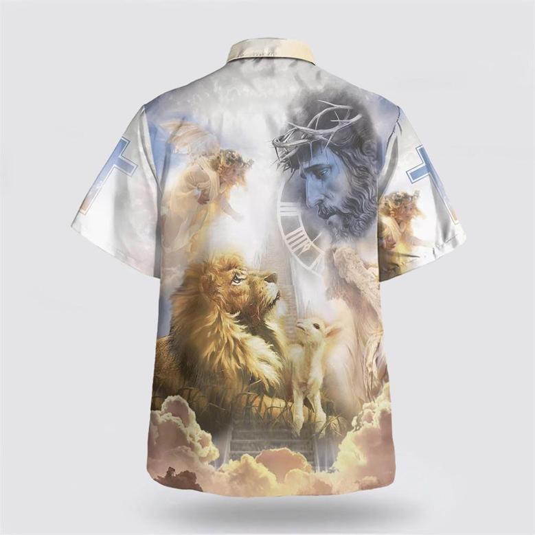 Christian Hawaiian Shirt, One Nation Under God Hawaiian Shirt, Jesus Christ Lion And Lamb Hawaiian Shirts