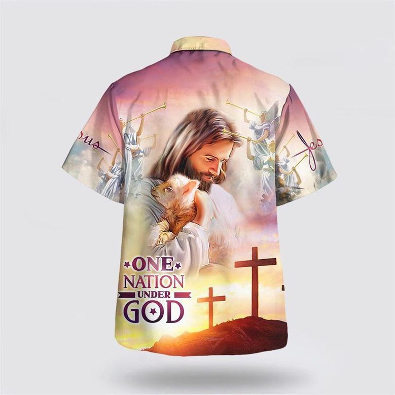 Christian Hawaiian Shirt, Lamb Of God Jesus Christ Hawaiian Shirt, One Nation Under God Hawaiian Shirts