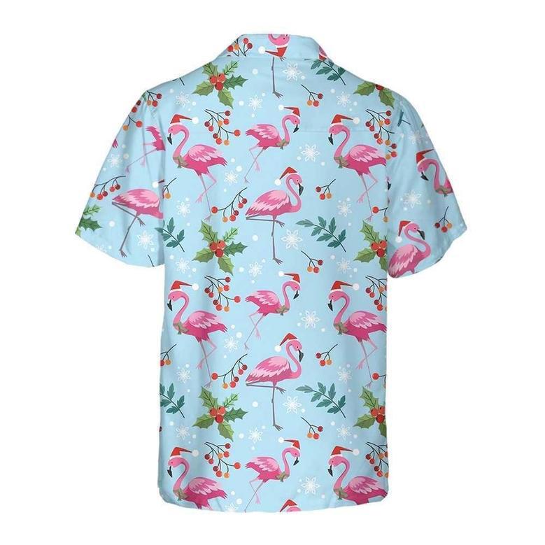 Christmas Flamingo Seamless Pattern Hawaiian Shirt, Xmas Hawaiian Shirts