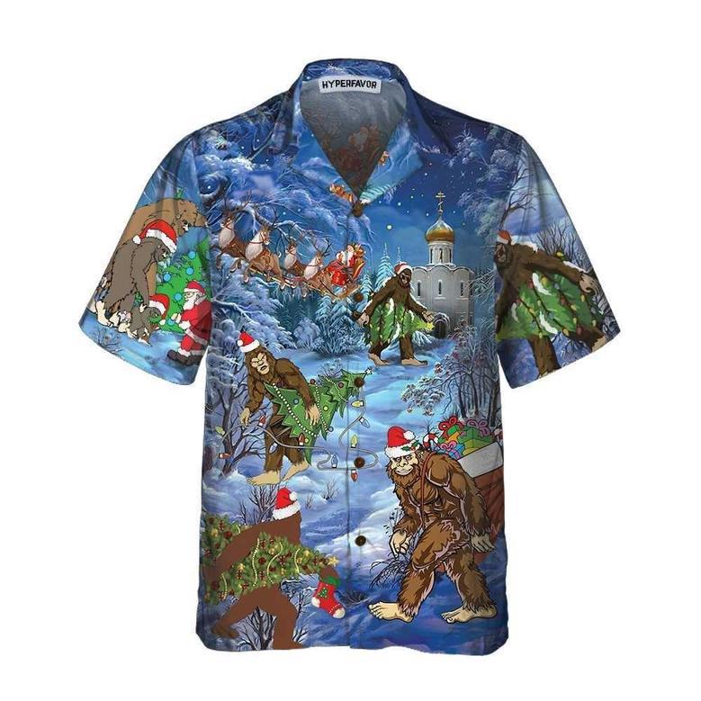 Christmas Holiday Bigfoot Sasquatch Christmas Vacation Hawaiian Shirt, Xmas Hawaiian Shirts