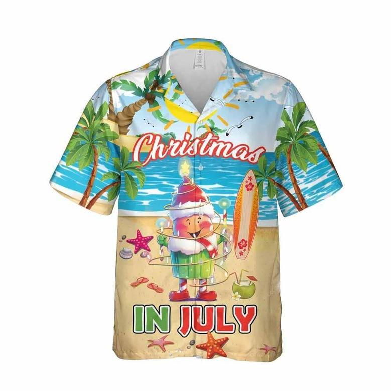 Christmas In July Cupcake Santa Hawaii Shirt, Xmas Hawaiian Shirts