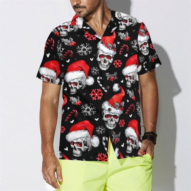 Christmas Skulls With Candy Canes Christmas Hawaiian Shirt, Xmas Hawaiian Shirts