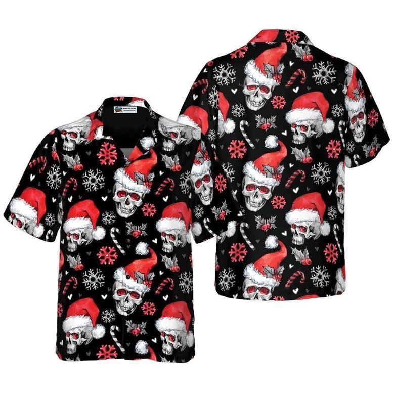 Christmas Skulls With Candy Canes Christmas Hawaiian Shirt, Xmas Hawaiian Shirts