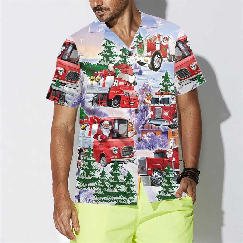 Christmas Truck Hawaiian Shirt, Red Truck Christmas Shirt, Xmas Hawaiian Shirts