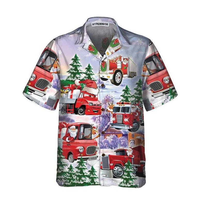 Christmas Truck Hawaiian Shirt, Red Truck Christmas Shirt, Xmas Hawaiian Shirts