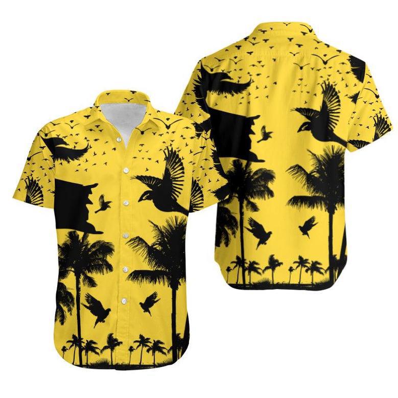 Coconut Beach Black And Yellow Full Printing Hawaiian Aloha Shirts