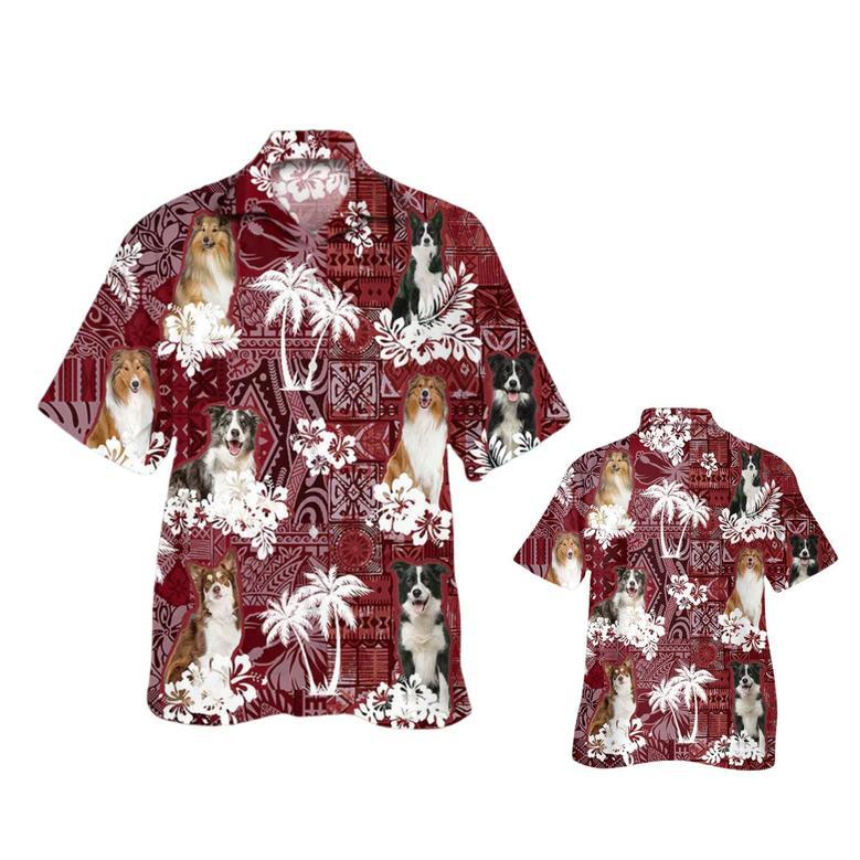 Collie Hawaiian Shirt, Dog In Hawaii Shirt Trilbal Pattern