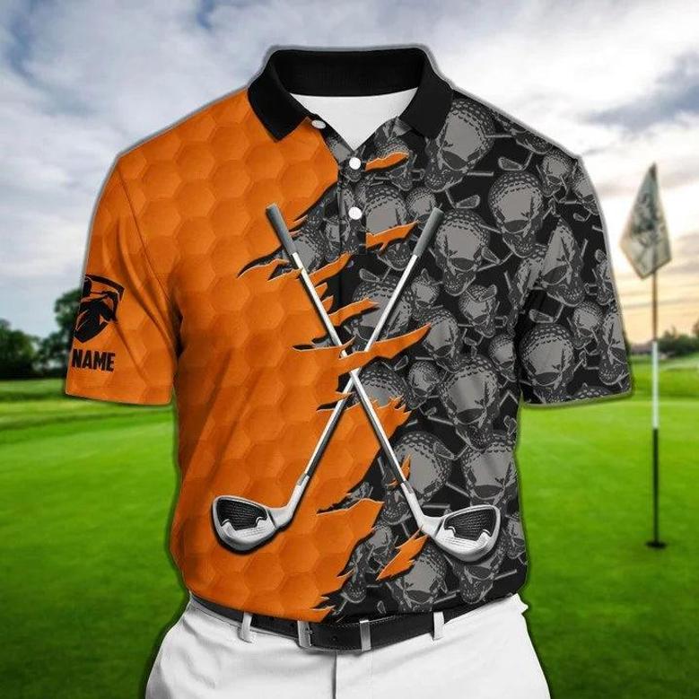Coolest Skull Golf Polo Shirts Custom Name, Tropical Golf Shirt For Men Coolspod, Skull Golf Shirt