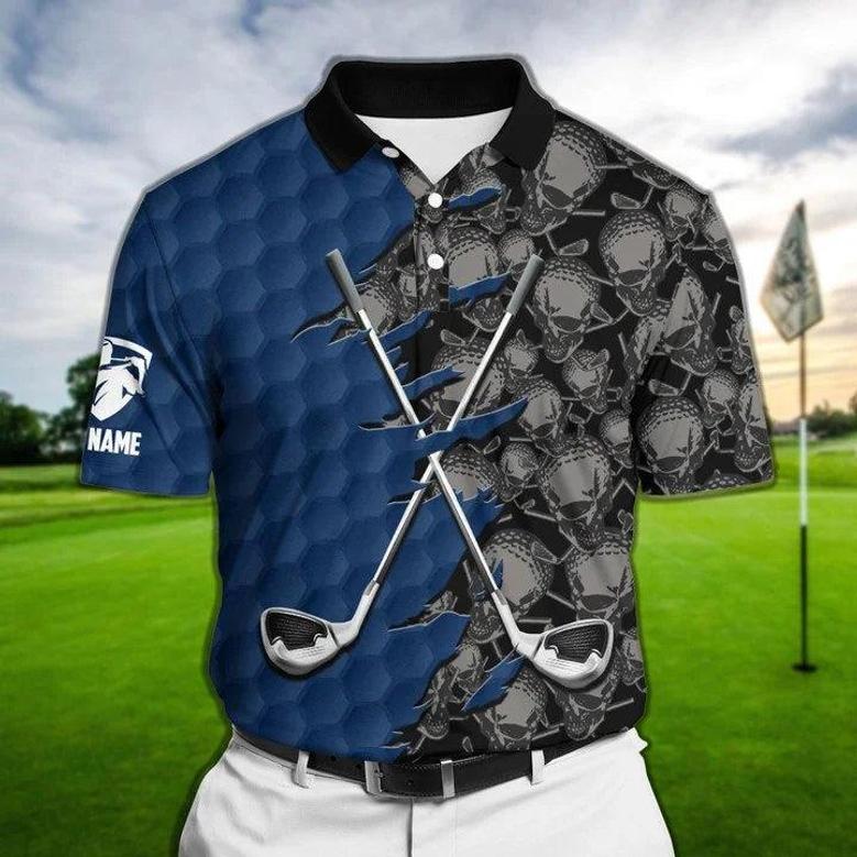 Coolest Skull Golf Polo Shirts Custom Name, Tropical Golf Shirt For Men Coolspod, Skull Golf Shirt