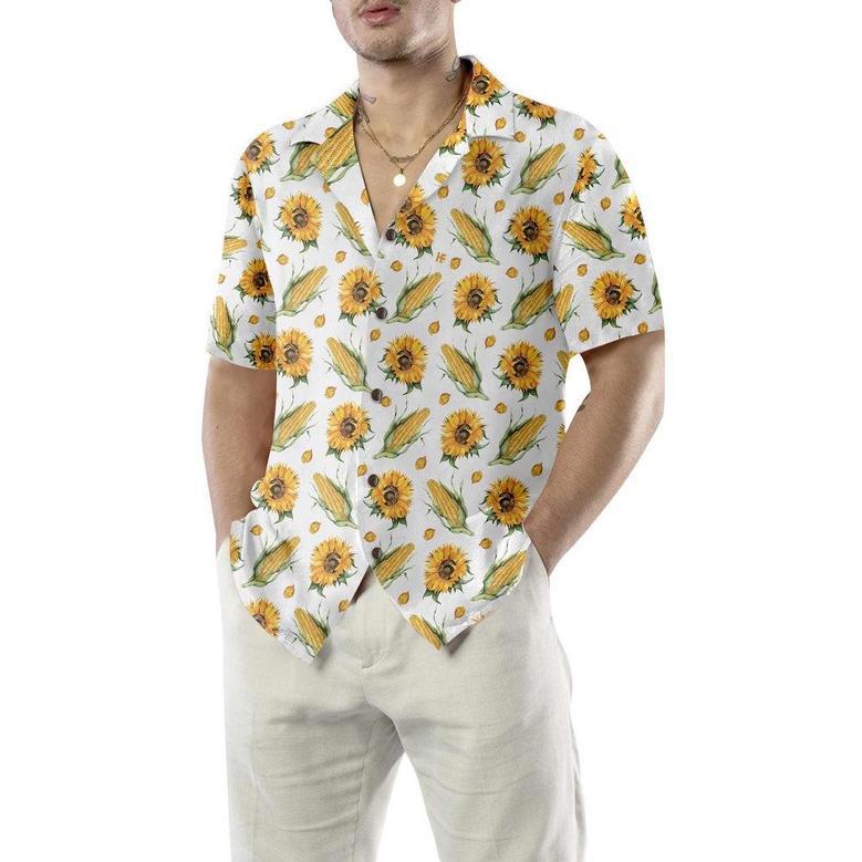 Corn And Sunflower All Over Printed Hawaiian Shirt, Farm Hawaiian Shirt, Farmer Hawaii