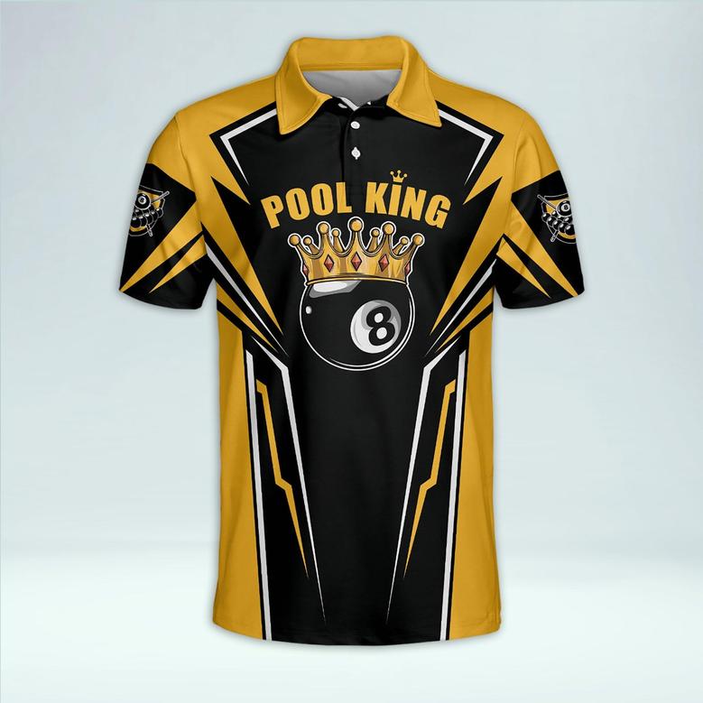 Custom Billiards Team Shirts For Men, Personalized Name King Pool Billiard Polo Shirt