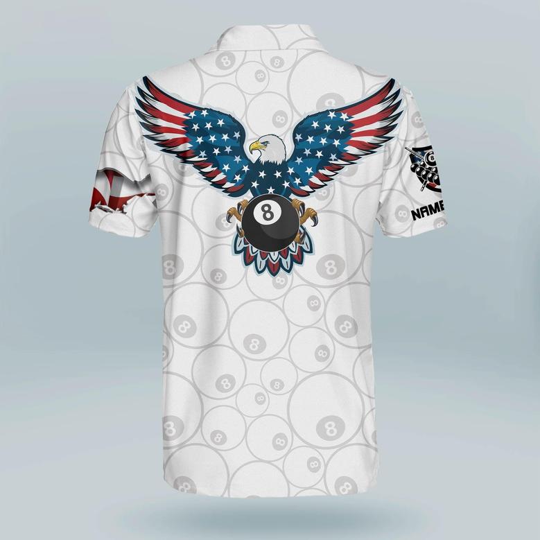 Custom Men's Billiard Dry Fit Short Sleeve Shirts, Eagle Shirt, Flag Billiard Polo Shirt