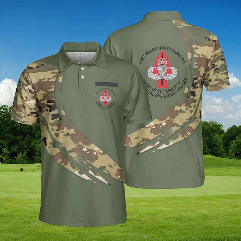 Custom Name Fort Bragg Home Of The Airborne And Special Operations Forces Polo Shirt, Veteran Polo Shirt