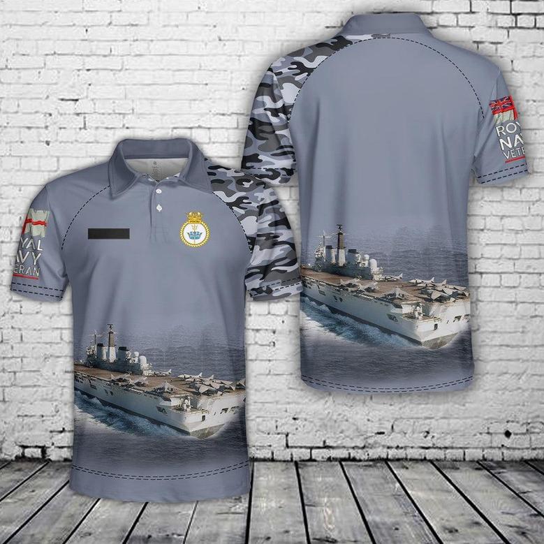 Custom Name Royal Navy Hms Invincible Invincible-Class Aircraft Carrier Polo Shirt, Veteran Polo Shirt