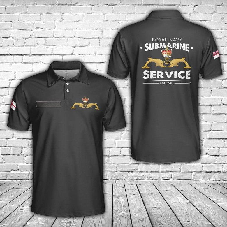 Custom Name Royal Navy Submarine Service Polo Shirt, Veteran Polo Shirt