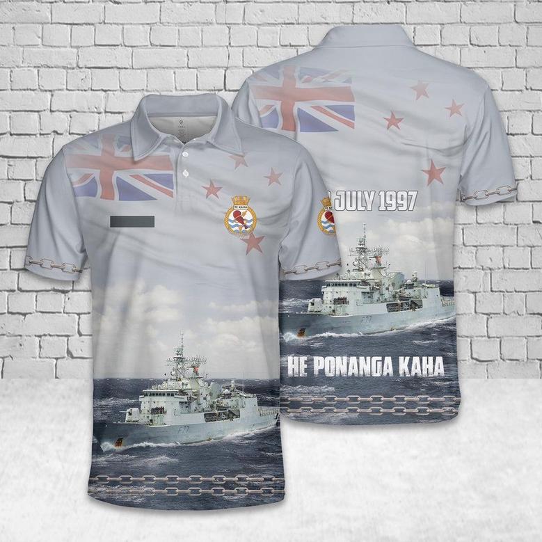 Custom Name Royal New Zealand Navy Hmnzs Te Kaha Anzac-Class Frigates Polo Shirt, Veteran Polo Shirt