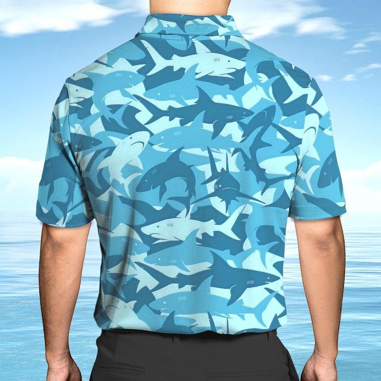 Custom Name Shark Printed Shirt Cool Gift Shirt Personalized Name Polo Shirt