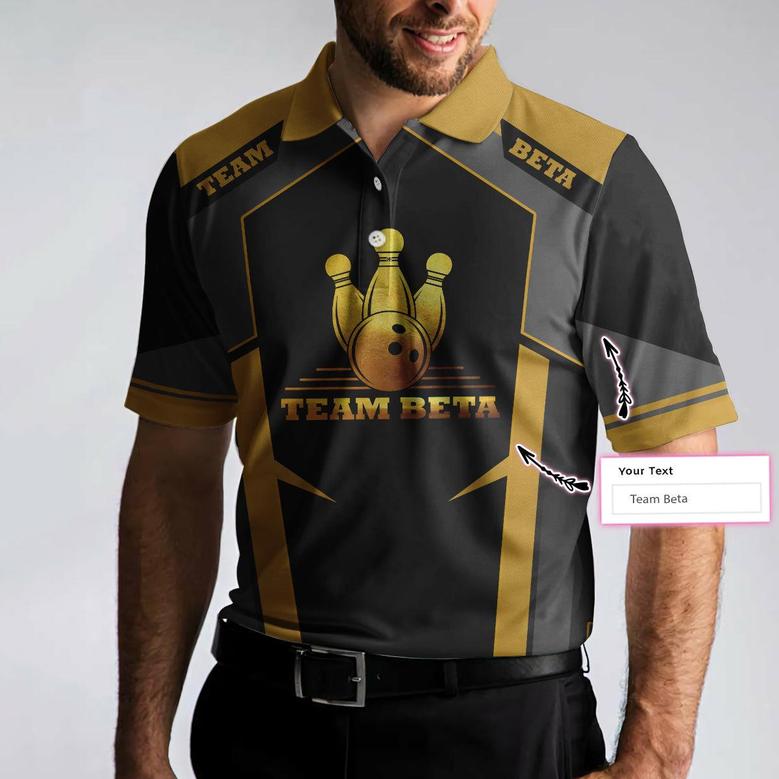 Custom Team Name Golden Bowling Custom Polo Shirt, Personalized Bowling Shirt With Name, Custom Bowling Gift Coolspod