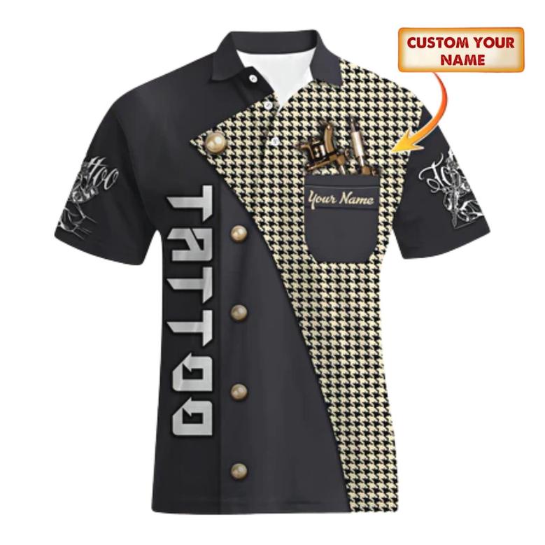 Customized Name Zipper Polo Shirt Tattoo Art Polo Shirt