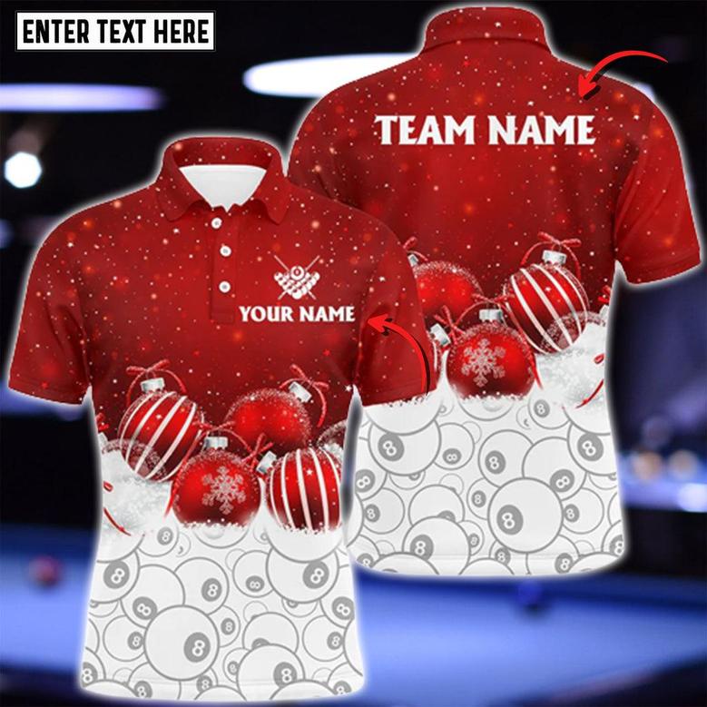 Cute Christmas Customized Billiard 8 Ball Pool Pattern Polo Shirt, Gift For Billiard Christmas