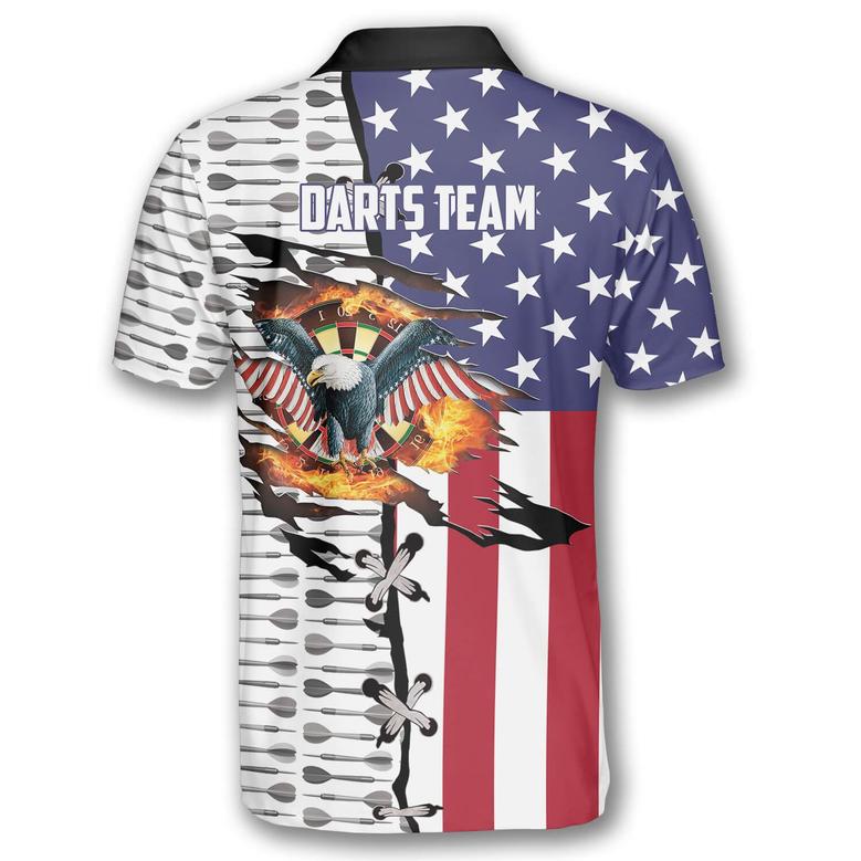 Dart Arrow Pattern Eagle Flag Custom Darts Polo Shirts, Flag American Dart Shirt