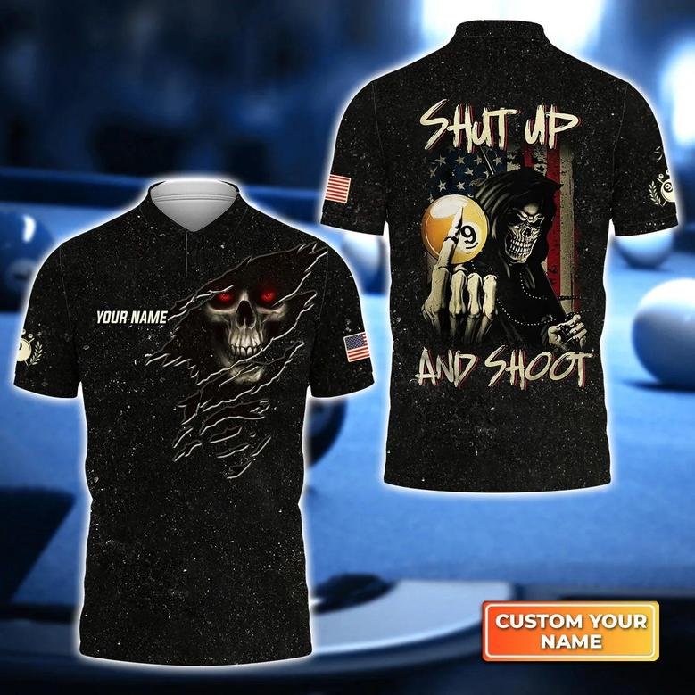 Dead Stroke Pool 8 Ball Skull On Fire Polo Shirt, Billiard Shirt For Men, Gift For Billiard Players