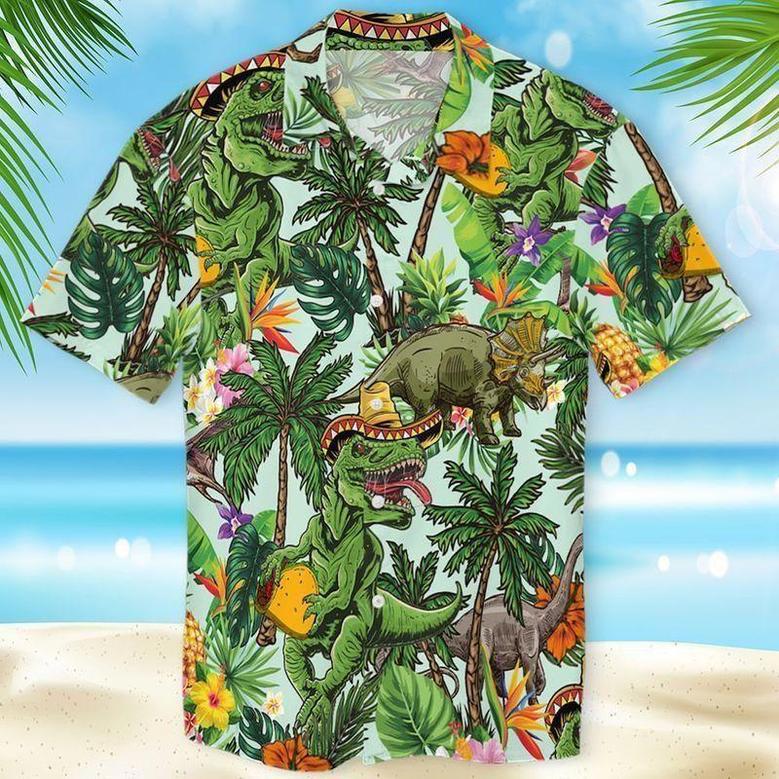 Dinosaur T-Rex With Tacos Hawaiian Aloha Shirts