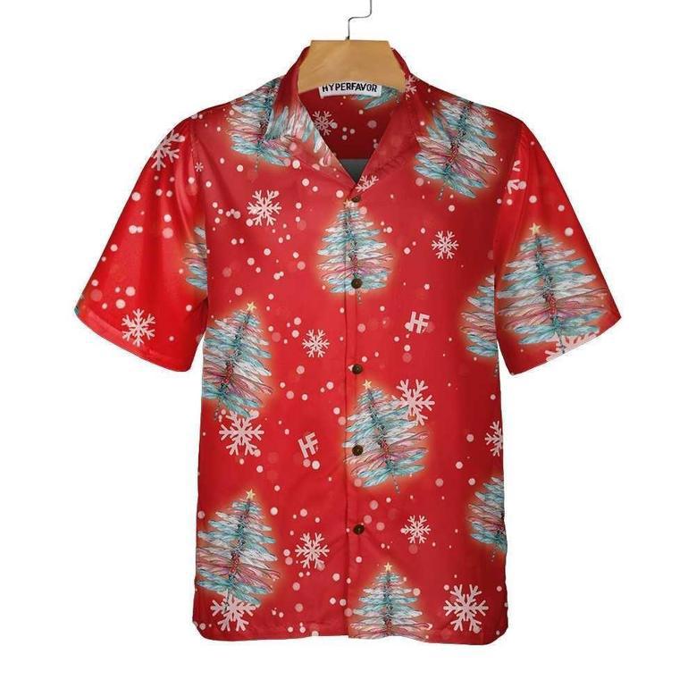 Dragonfly Shaped Christmas Tree Shirt, Xmas Hawaiian Shirts