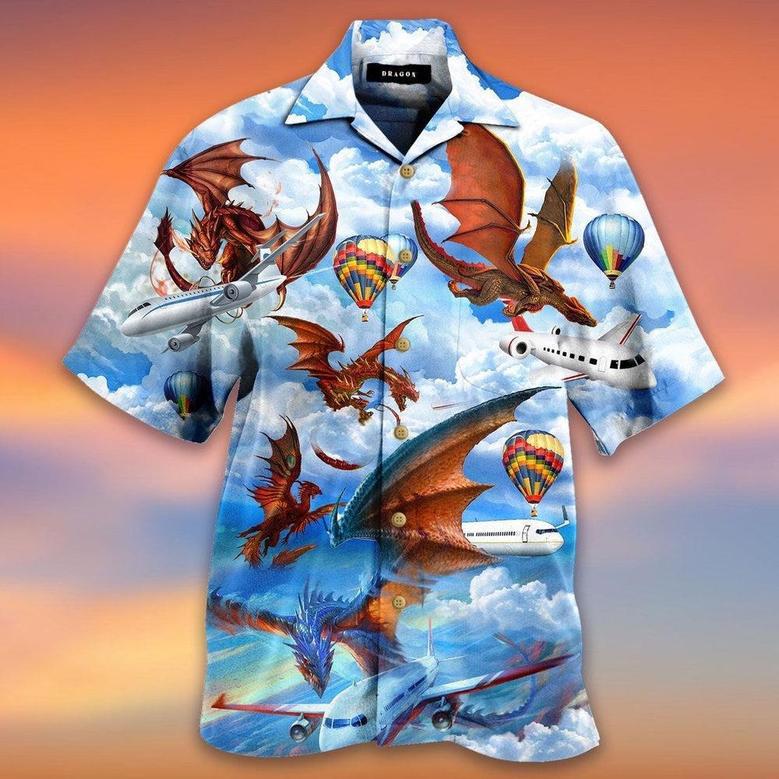 Dragons Planes Hot Air Balloon In The Sky Hawaiian Shirt, Farm Hawaiian Shirt, Farmer Hawaii