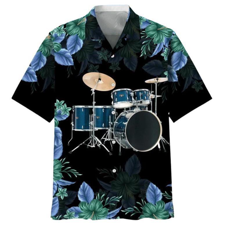 Drum Nature Beach Hawaiian Beach Shirts, Drummer Gifts, Aloha Hawaiian Shirt For Musican, Drum Hawaiian Shirt