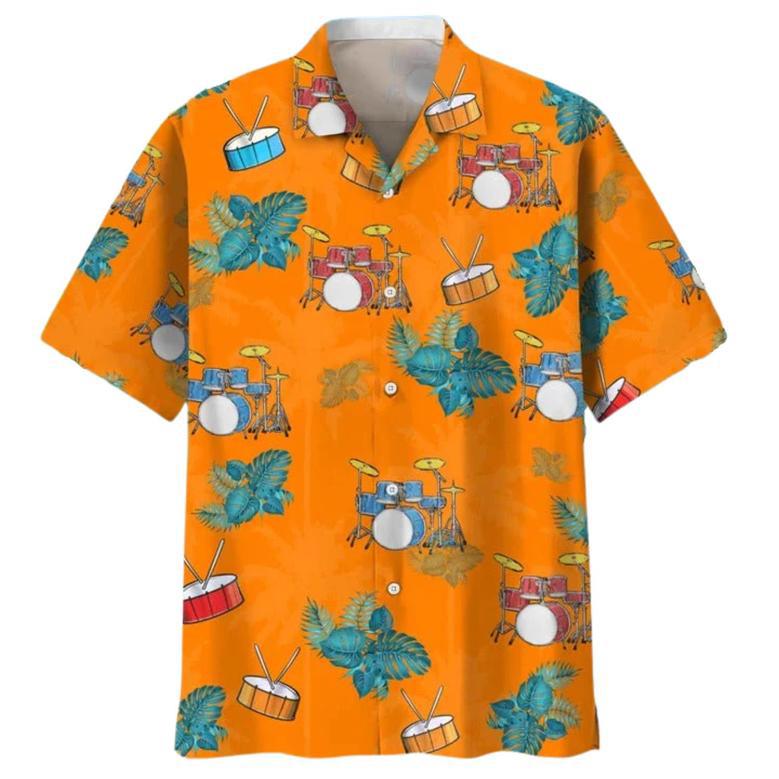 Drum Nature Beach Hawaiian Beach Shirts, Drummer Gifts, Aloha Hawaiian Shirt For Musican, Drum Hawaiian Shirt