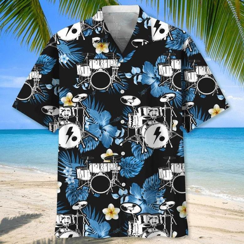 Drums Tropical Hawaiian Shirt, Aloha Beach Shirts For Drummer, Cool Hawaiian Shirt For Drum Lovers