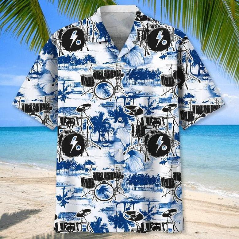 Drums Tropical Hawaiian Shirt, Aloha Beach Shirts For Drummer, Cool Hawaiian Shirt For Drum Lovers