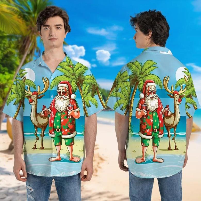 Drunk Santa Claus Surfing Hawaii Shirt, Xmas Hawaiian Shirts