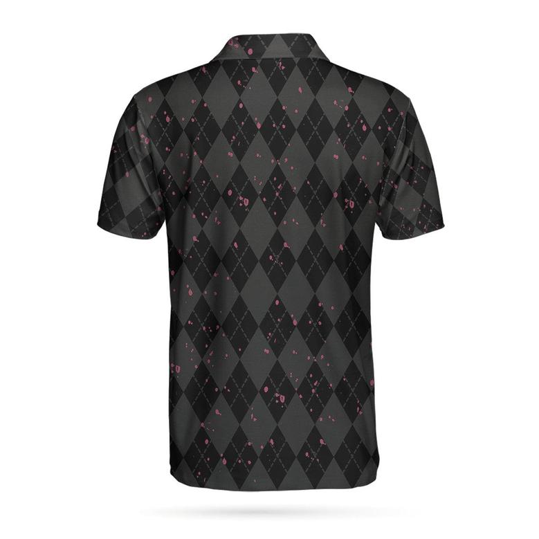 Elegant Argyle Pattern And Skull Golf Lover Polo Shirt Black Skull Golf Shirt For Men Coolspod