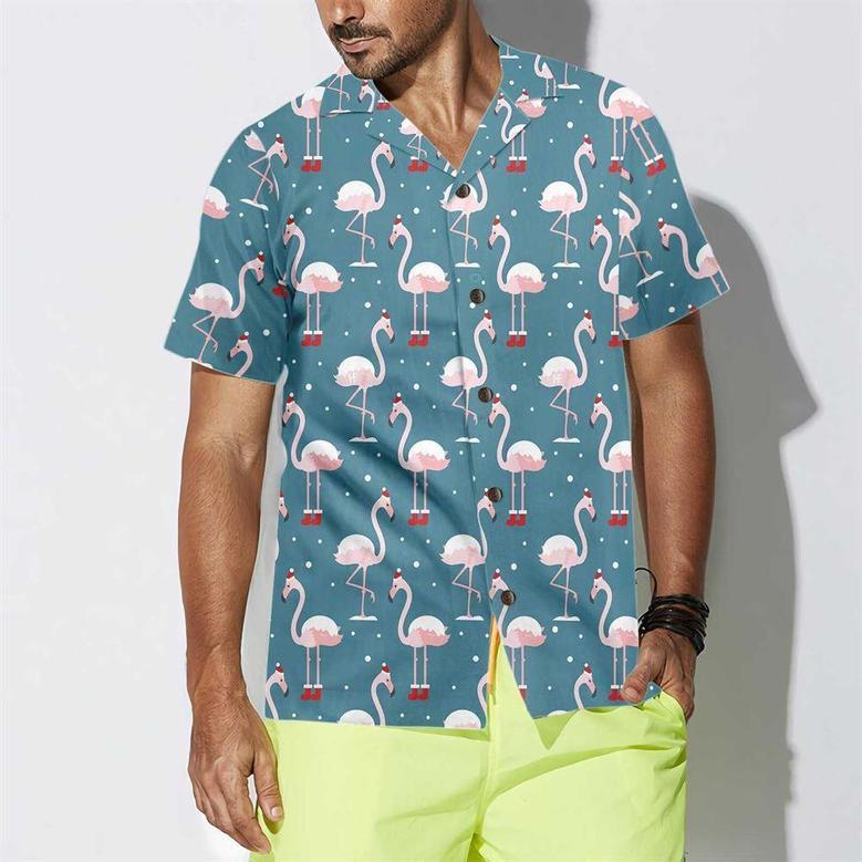 Flamingo On Christmas Holiday Hawaiian Shirt, Xmas Hawaiian Shirts