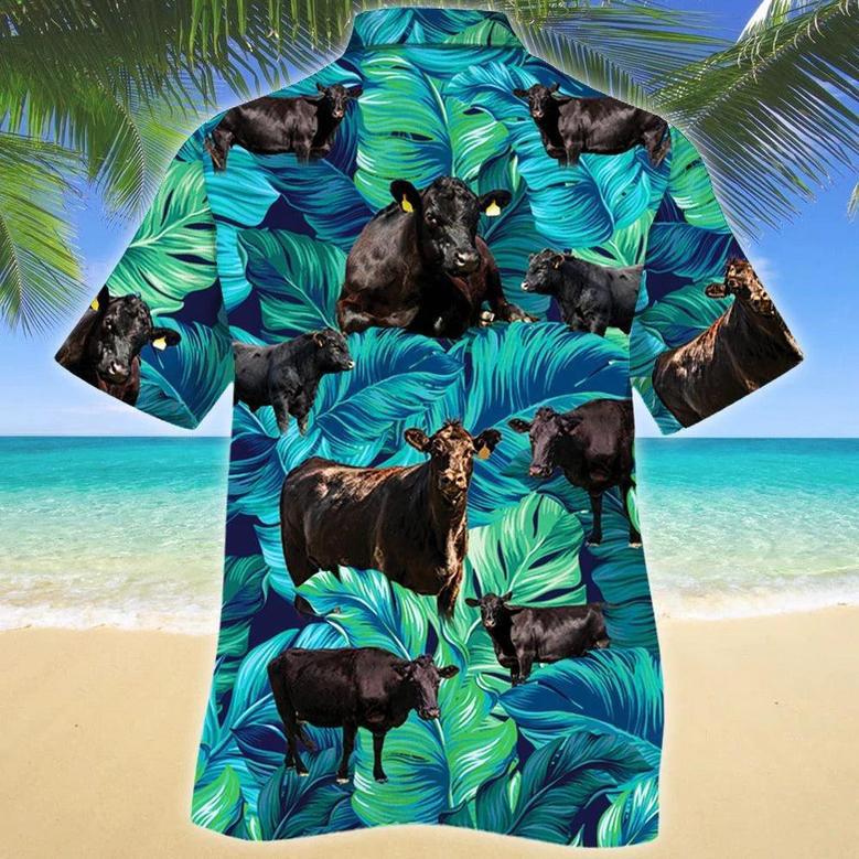 Full Printed Black Angus Cattle Hawaiian Shirt, Hawaii Aloha Shirt Short Sleeve For Angus Cattle Lover